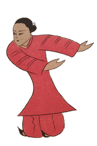 archaic illustration of figure E practicing daoyin