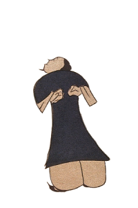 archaic illustration of figure F practicing daoyin