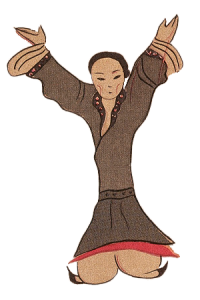 archaic illustration of figure G practicing daoyin